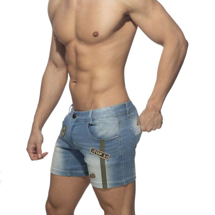 AD1097 SHORT JEANS WITH PATCHES