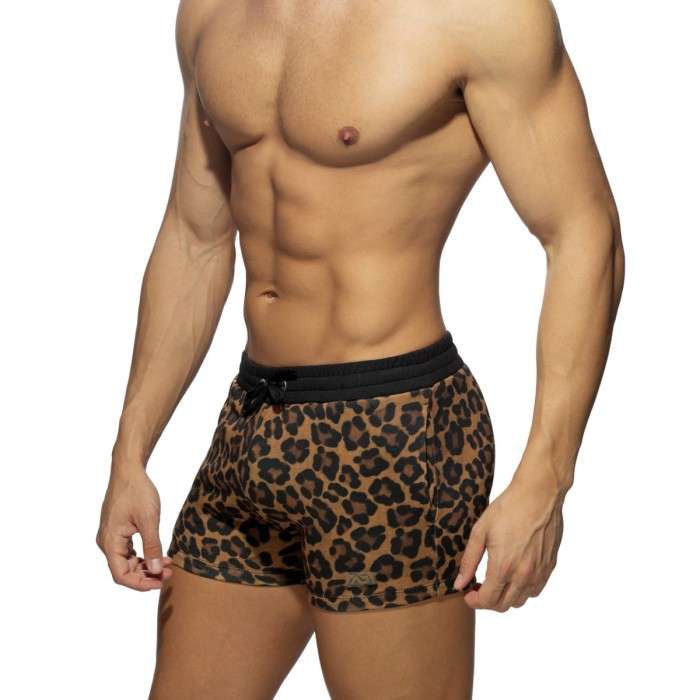 AD1131 LEOPARD ATHLETIC SHORTS