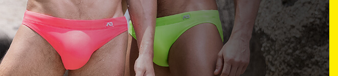 ADDICTED 'Swimderwear' 2-in-1 Swim Brief Underwear Garment w/ Push-Up M Org  NWT!